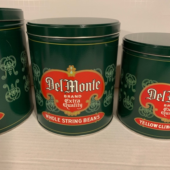 Vintage 1980s Del Monte Metal Kitchen Canister Tin Metal kitchen canister. - Picture 7 of 15